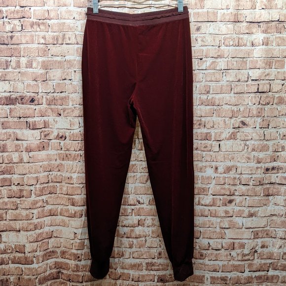 Lauren Ralph Lauren Velvet Drawstring Jogger Burgundy/Wine Super Soft XS - Picture 8 of 14
